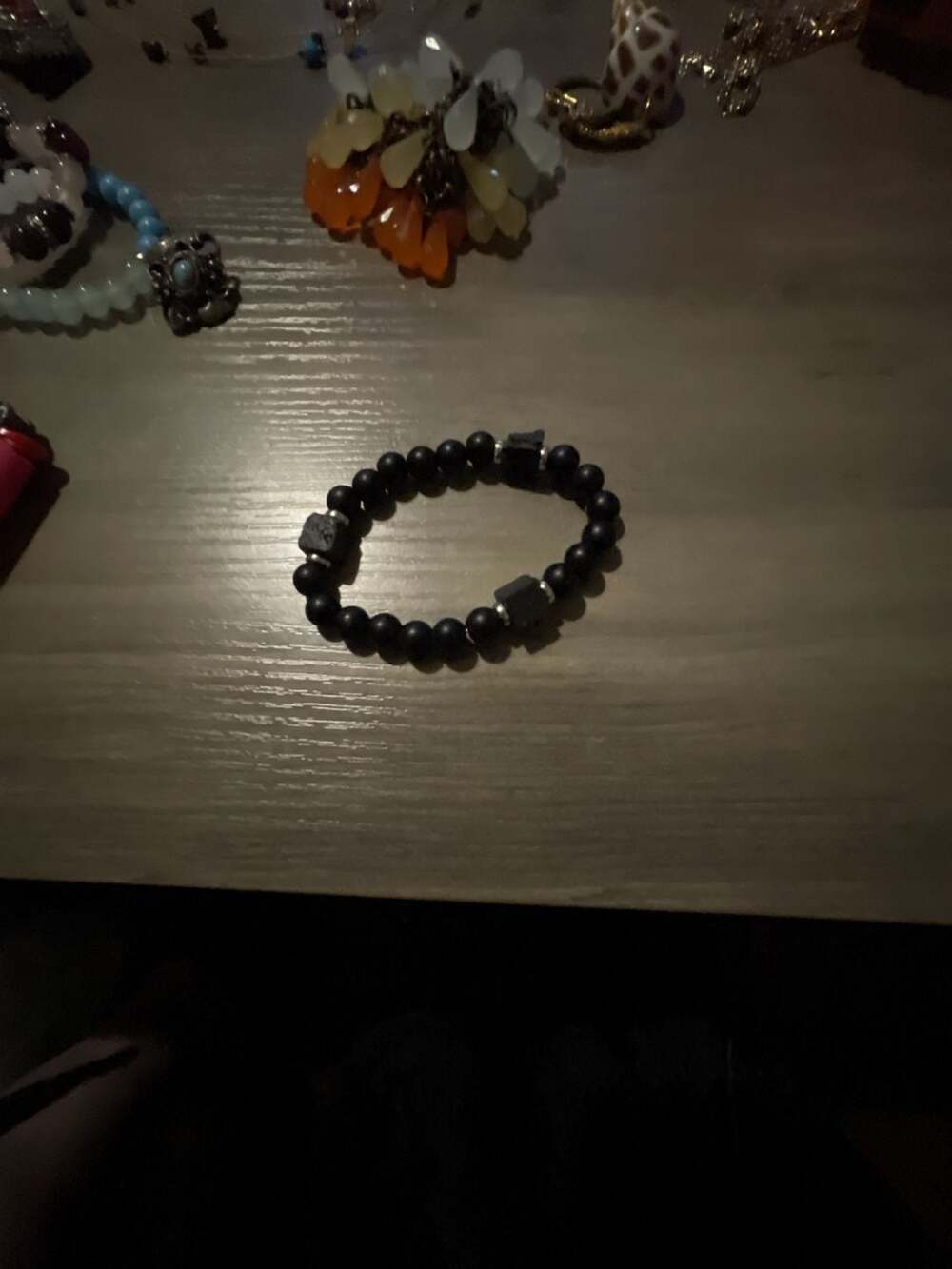Black Onyx And Lava Bead Bracelet